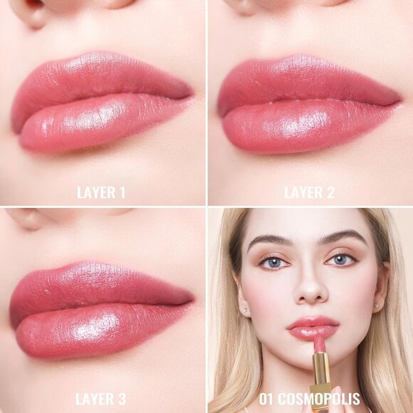 🆕 Metallic Shine Pink Lipstick High Impact Lipcolor Moisturizing Creamy Formula - Picture 4 of 8